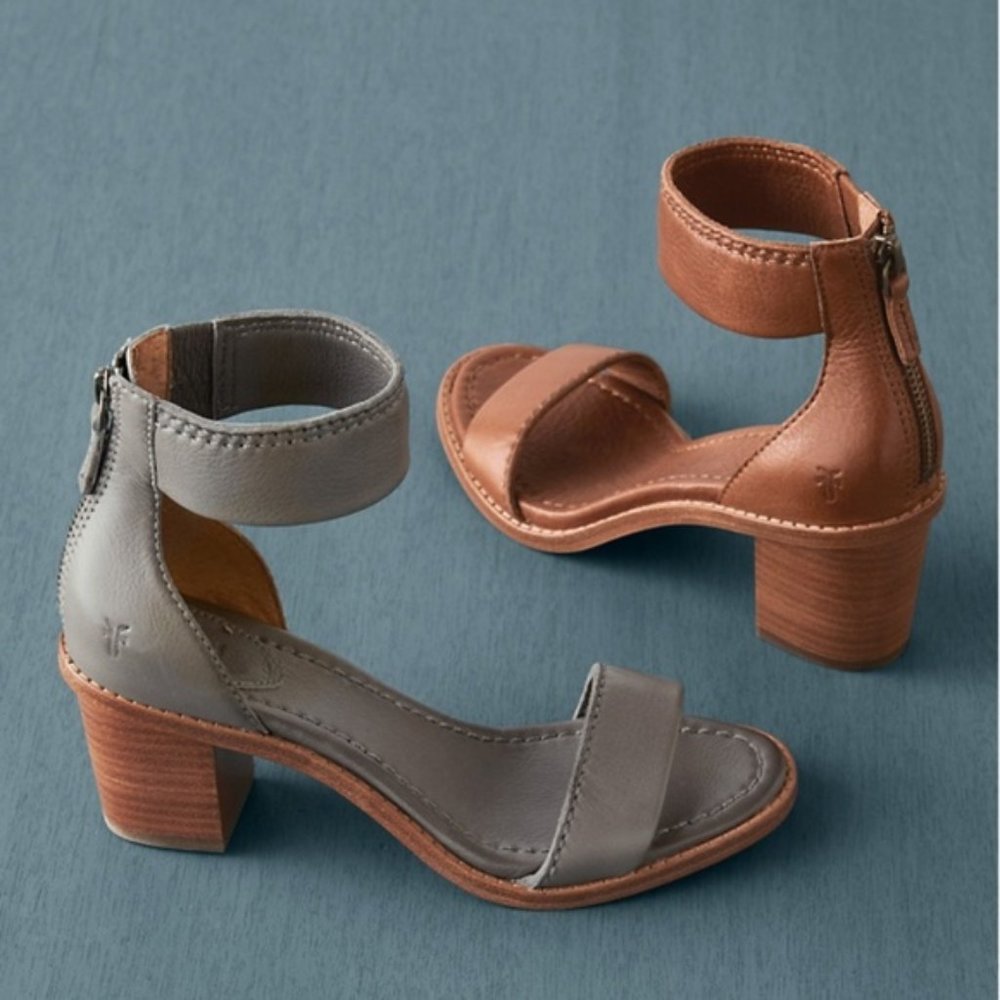 Frye Brielle Charcoal Grey Wooden Ankle Sandals - Picture 4 of 16